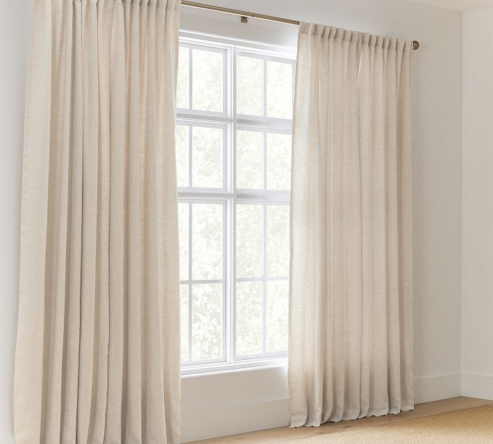 Custom Belgian Flax Linen Blackout Drape, 42x101, Flax | Pottery Barn (US)