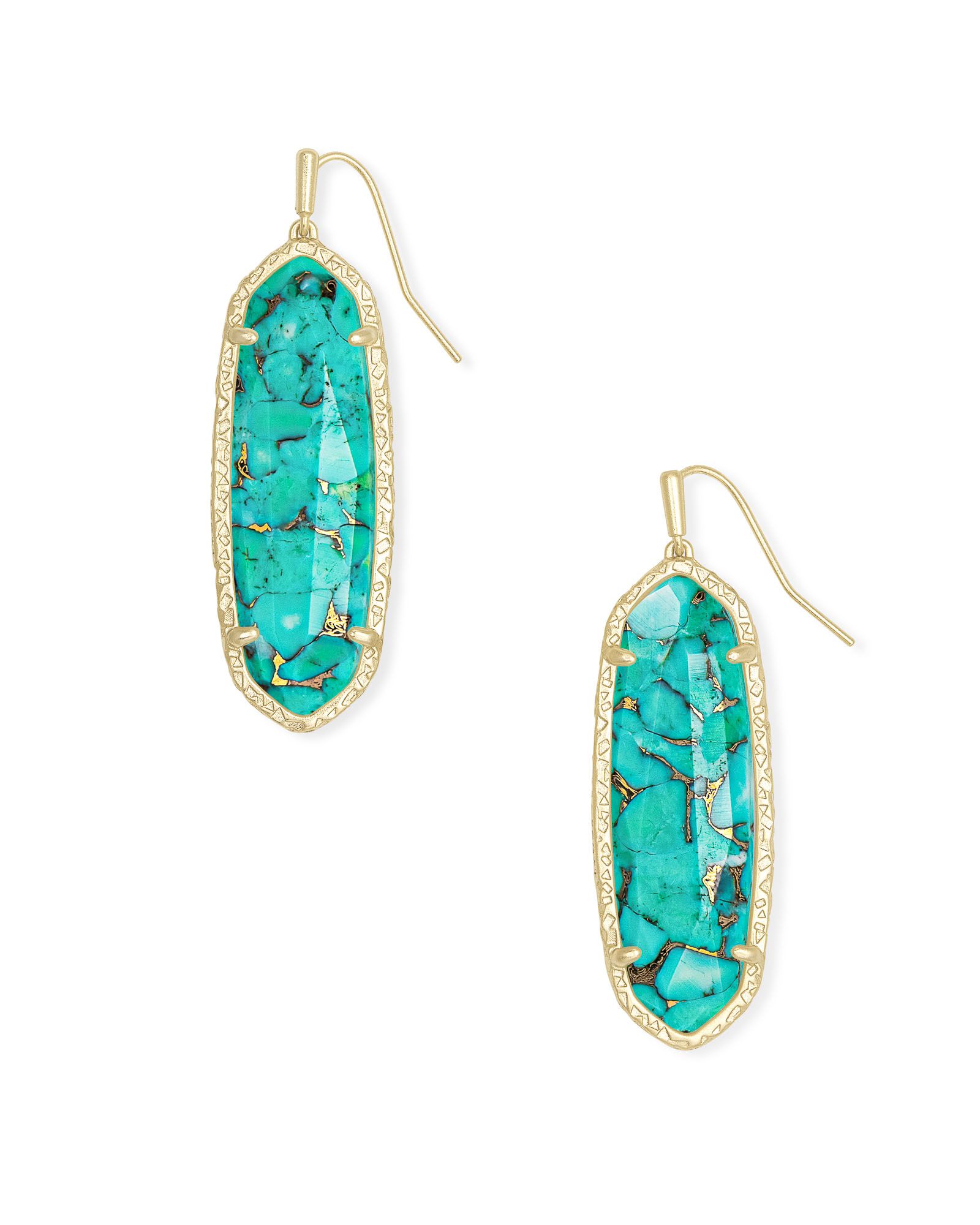 Layla Gold Drop Earrings in Bronze Veined Teal Magnesite | Kendra Scott