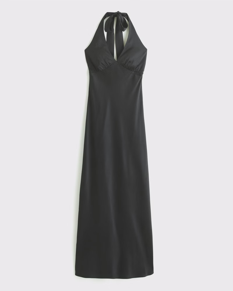 Abercrombie & Fitch Women's The A&F Julia Slip Halter Maxi Dress in Black - Size XXS TALL | Abercrombie & Fitch (US)