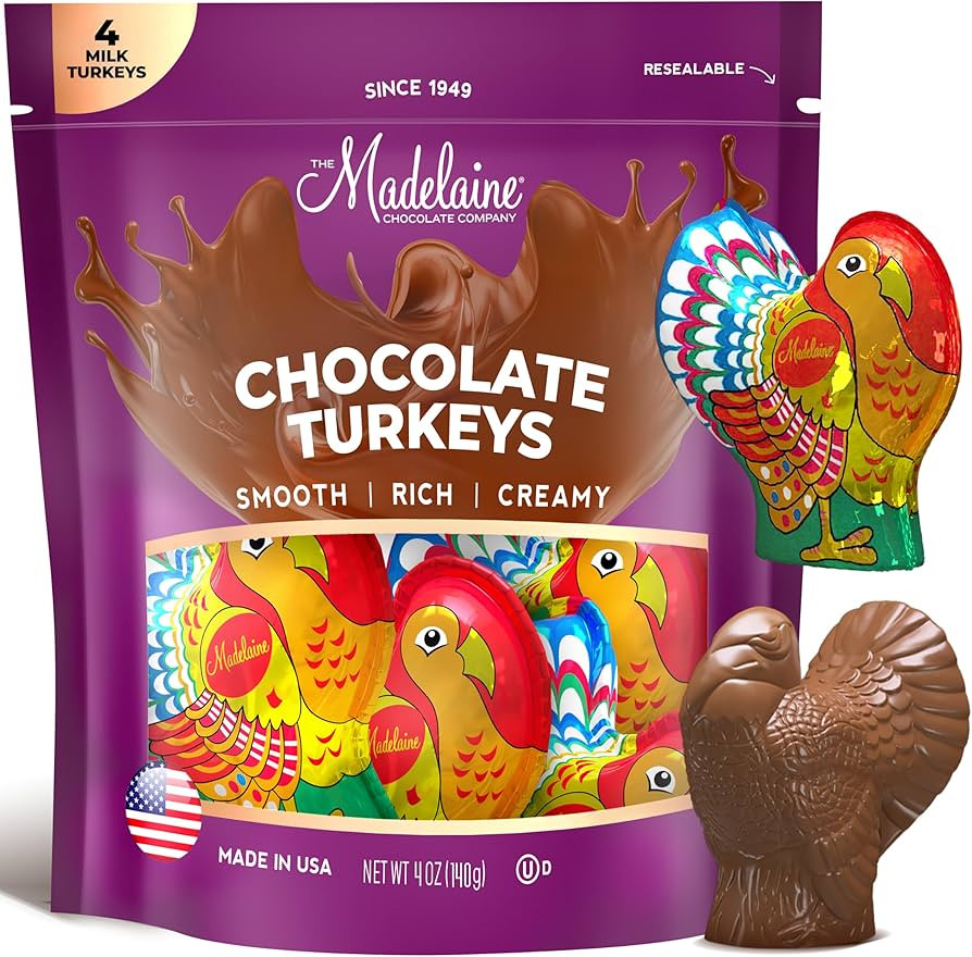 Madelaine Milk Chocolate Turkey Candy – 1 oz Foil-Wrapped Thanksgiving Chocolates – Fun Fall ... | Amazon (US)