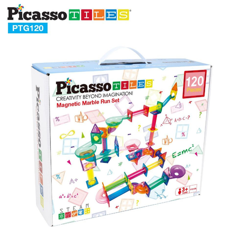 PicassoTiles 120 PC Marble Run Race Track Building Block & Magnetic Tiles, Building STEM Toy for Kids 3+ | Oriental Trading Company