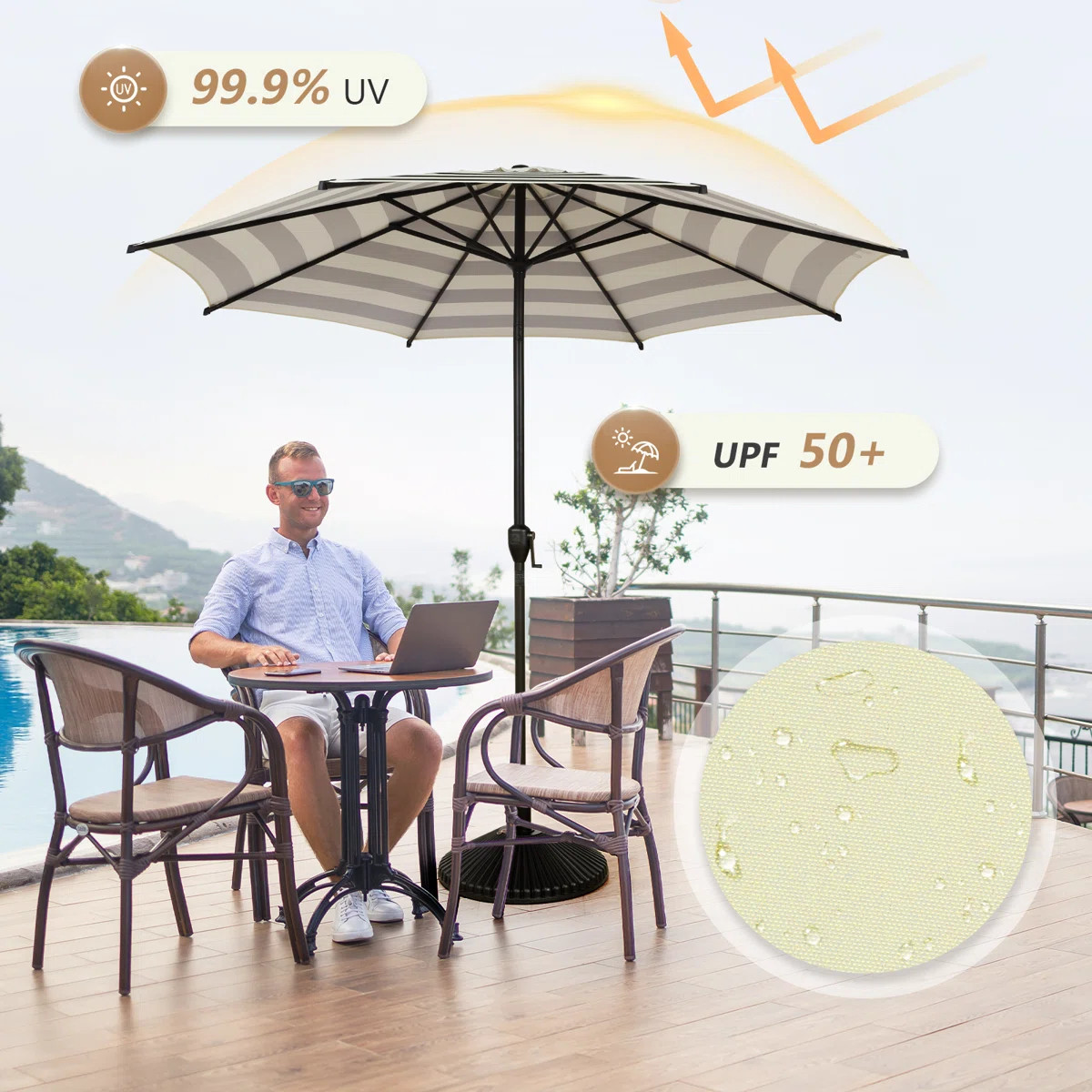 Lyon Market Umbrella with Crank Lift | Wayfair North America