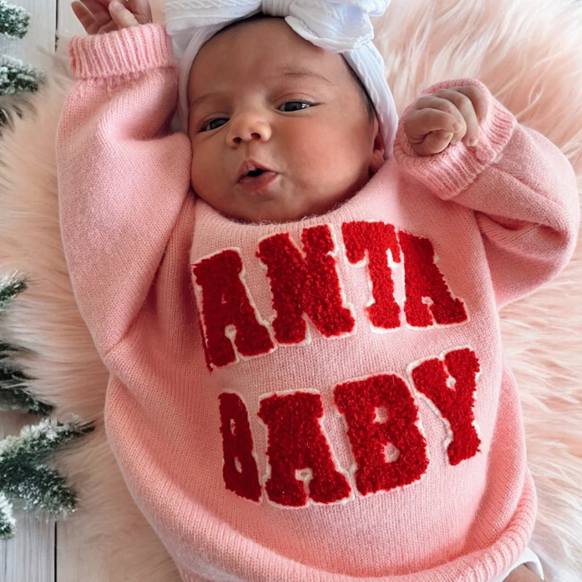 Knit Sweater, Santa Baby Pink | SpearmintLOVE