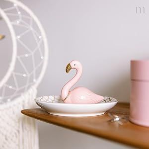 mono living Small Flamingo Ring Holder Cute Jewelry Tray Dish Cute Decorations for Bedroom Valent... | Amazon (US)