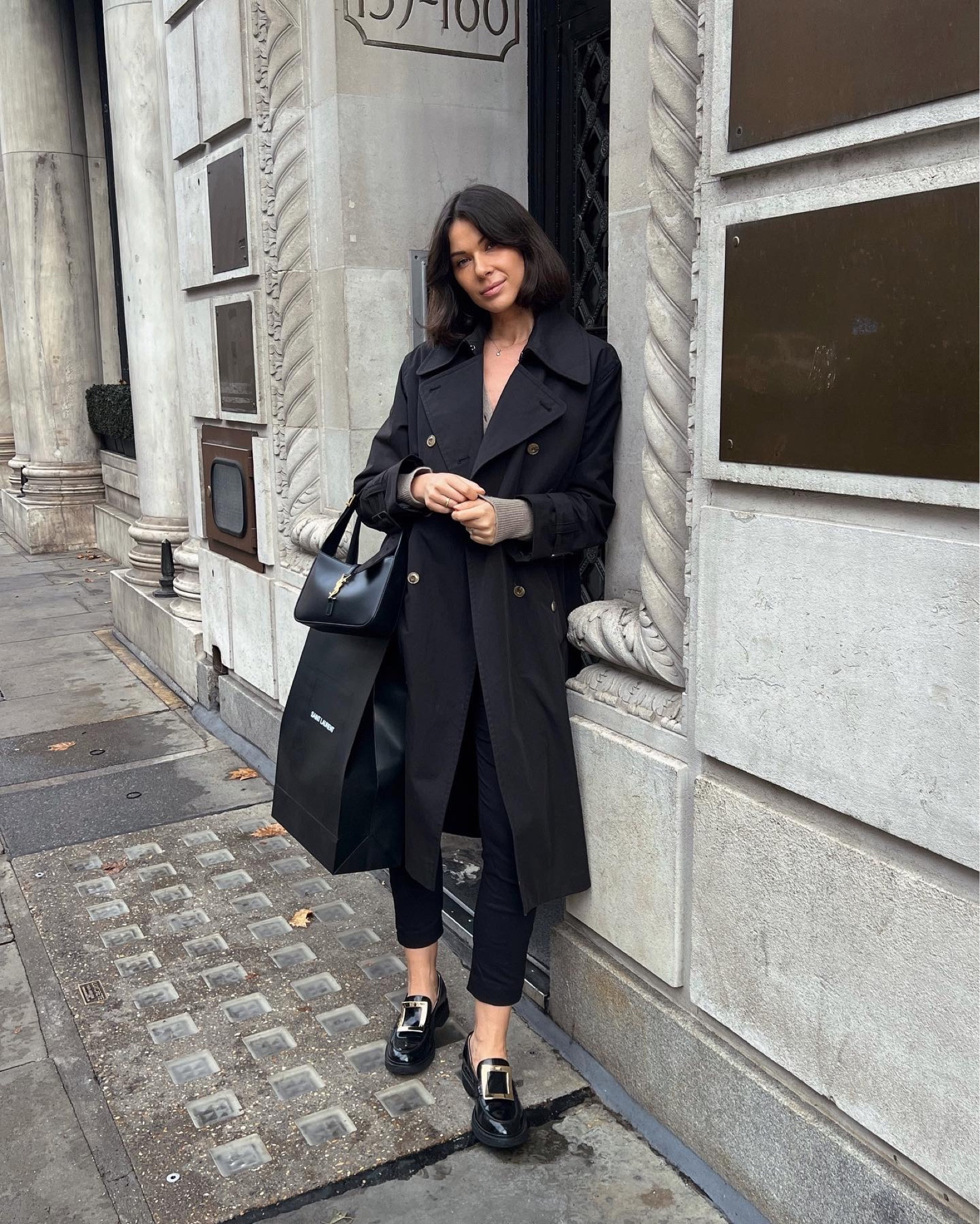 Arket black trench and Roger Vivier loafers with Saint Laurent bag

#LTKshoecrush #LTKstyletip #LTKSeasonal