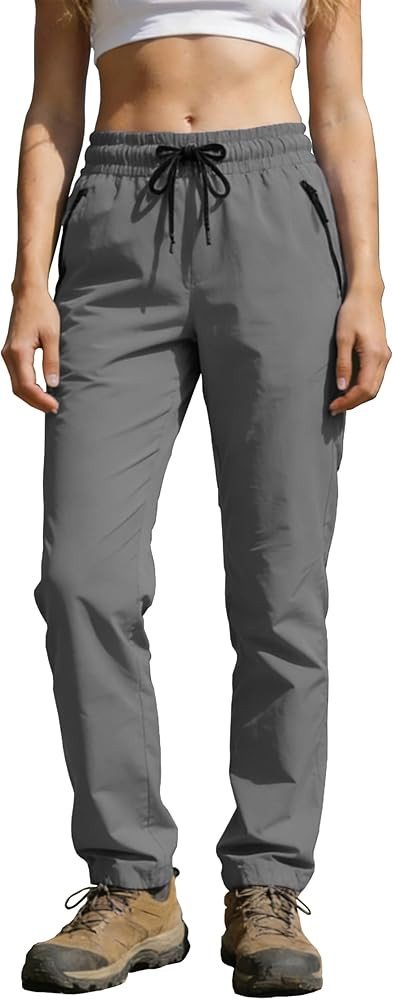 Womens Hiking Pants Water Resistant Quick Dry Sweatpants Elastic Waist UPF 50+ Cargo Lightweight ... | Amazon (US)