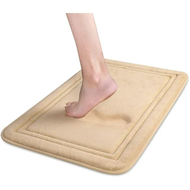 ITSOFT Non-Slip Thick Soft Machine Washable Beige Memory Foam Bath Mat for Bathroom Floor, 16” ... | Walmart (US)