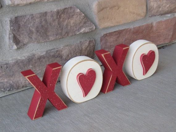 XOXO BLOCKS for Valentines Shelf Desk Mantle and Home Decor | Etsy | Etsy (US)