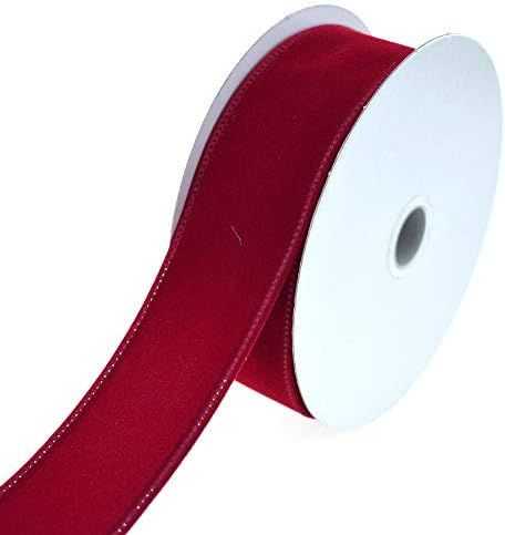 Homeford Christmas Velvet Wired Edge Ribbon, 10 Yards (Dark Red, 1-1/2-Inch) | Amazon (US)