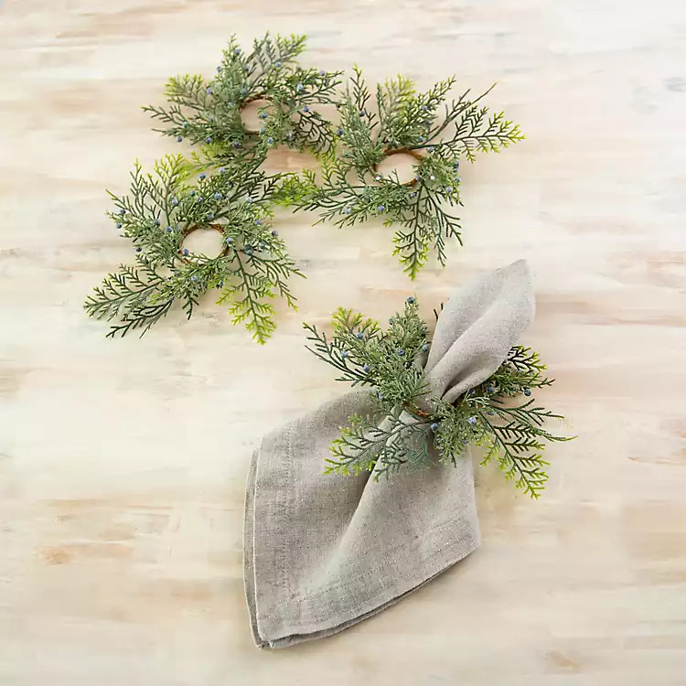 Cedar Top Napkin Rings, Set of 4 | Kirkland's Home