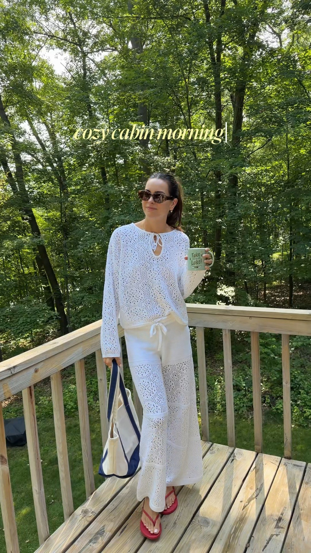 Crochet set is 40% off today!!

Sized up 1 in sweater (M)
True size S in pants (S) 
Flip flops: size up for half sizes

#LTKSaleAlert #LTKootd #LTKmorningroutine