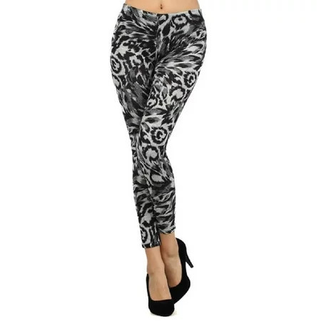 Lady s Printed Fashion Design Slim Yoga Leggings - Cub Markings Animal Print - Gray | Walmart (US)