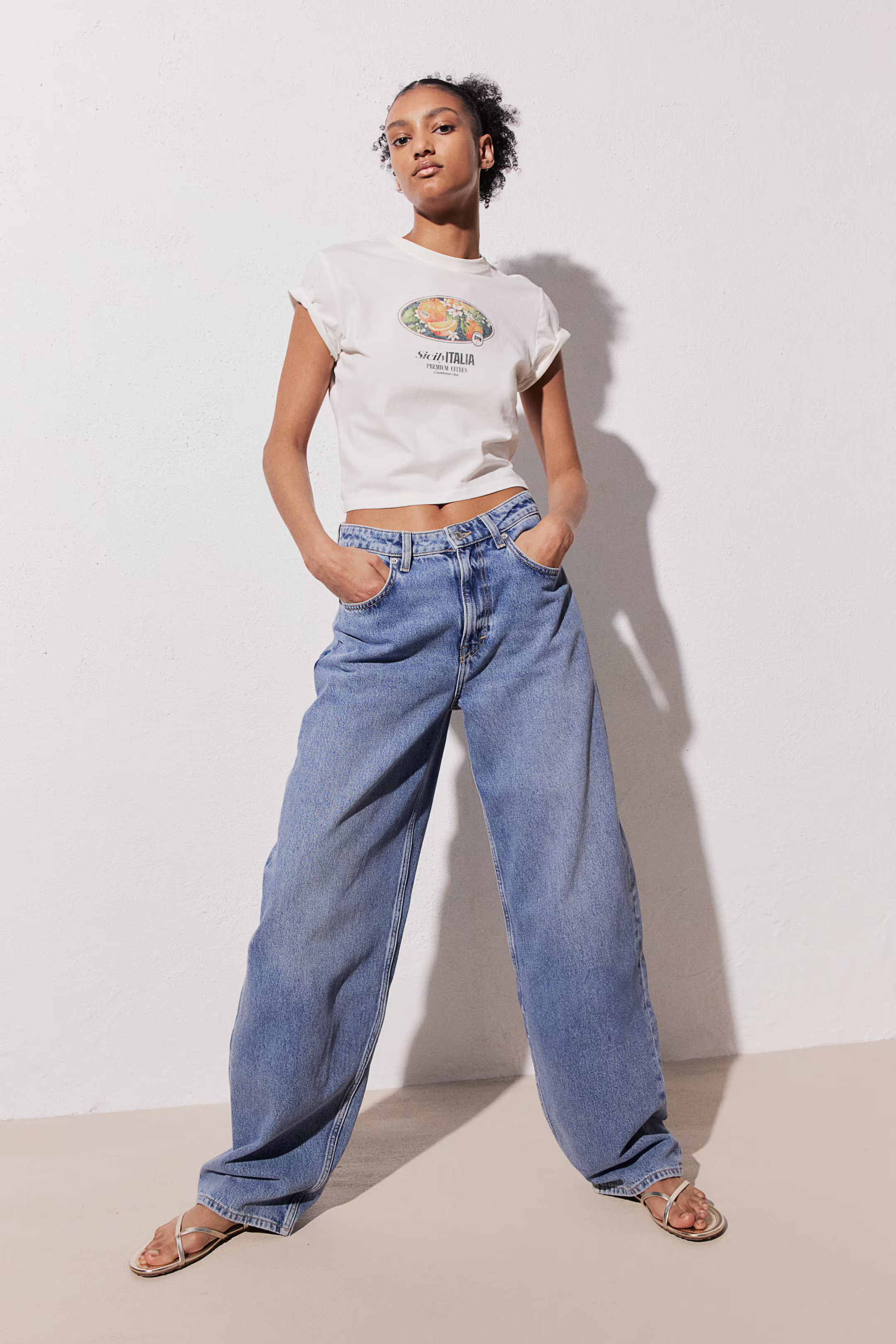 Printed T-shirt - Cream/oranges - Ladies | H&M US | H&M (US + CA)