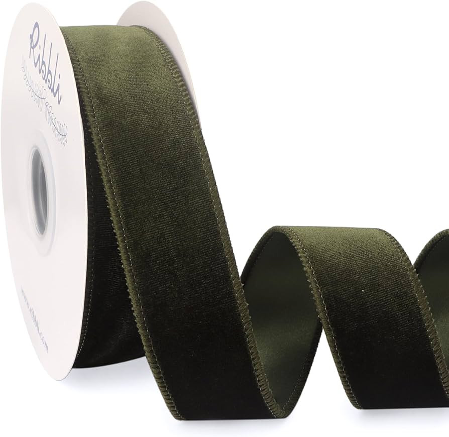 Ribbli Moss Green Velvet Wired Ribbon 1.5 Inch Velvet with Satin Christmas Ribbon for Gift Wrappi... | Amazon (US)