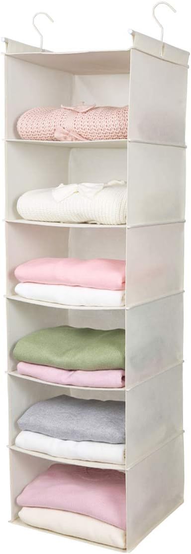 MAX Houser 6 Tier Shelf Hanging Closet Organizer, Cloth Hanging Shelf with 2 Sturdy Hooks,for Sto... | Amazon (US)