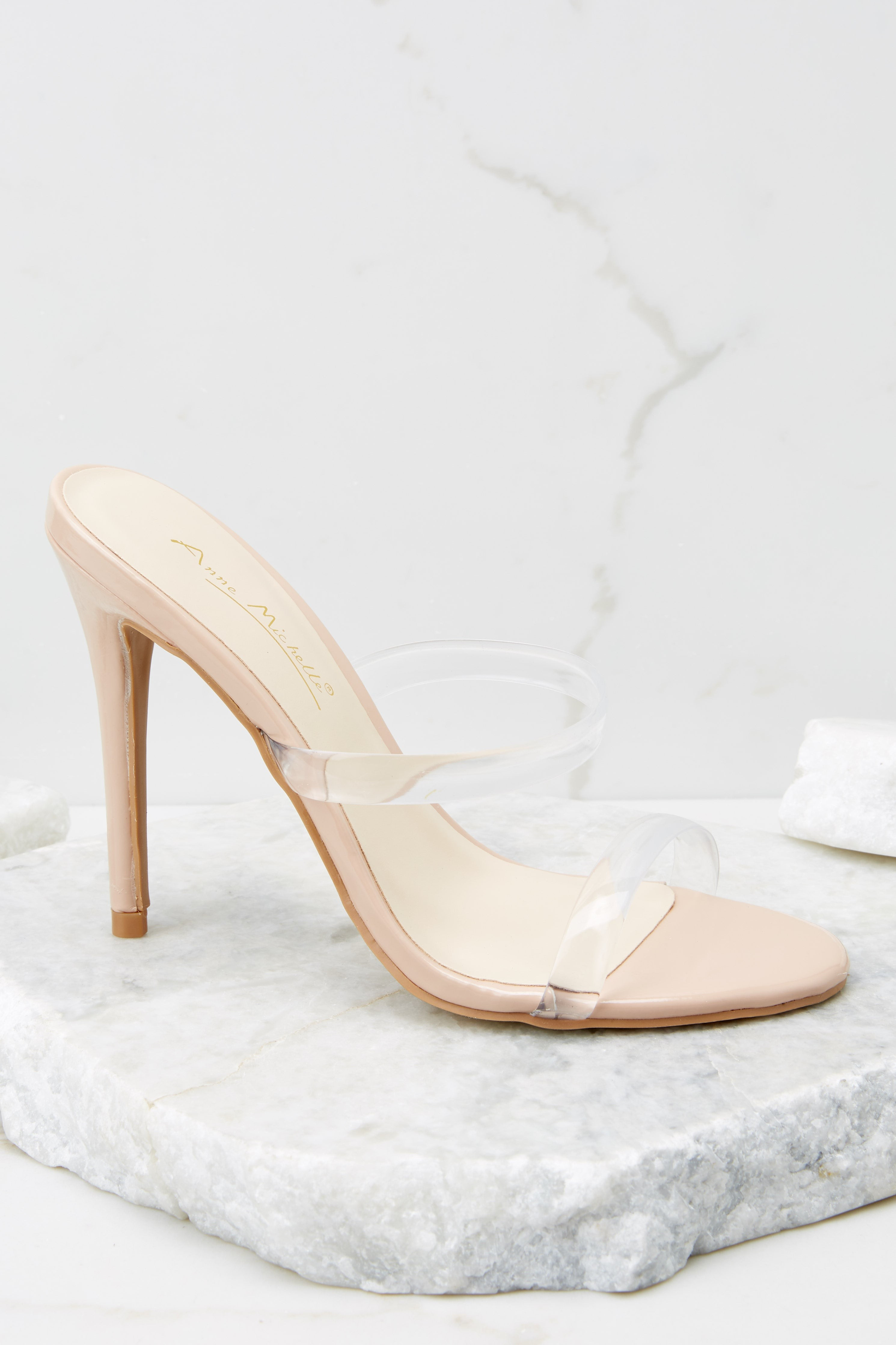 Walking On Air Nude And Clear Heels | Red Dress 