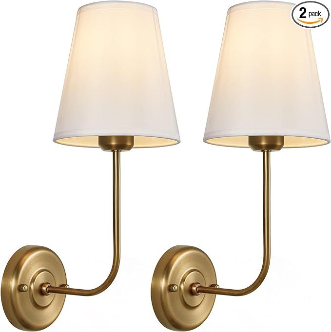 Passica Decor Set of 2 pcs Antique Brass Vintage Industrial Wall Sconce Light Fixture with Flared... | Amazon (US)