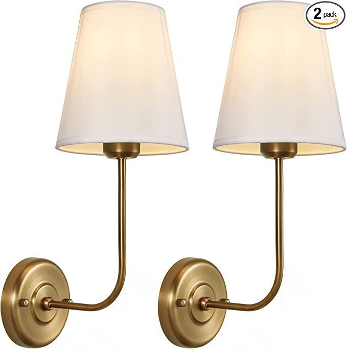 Passica Decor Set of 2 pcs Antique Brass Vintage Industrial Wall Sconce Light Fixture with Flared... | Amazon (US)