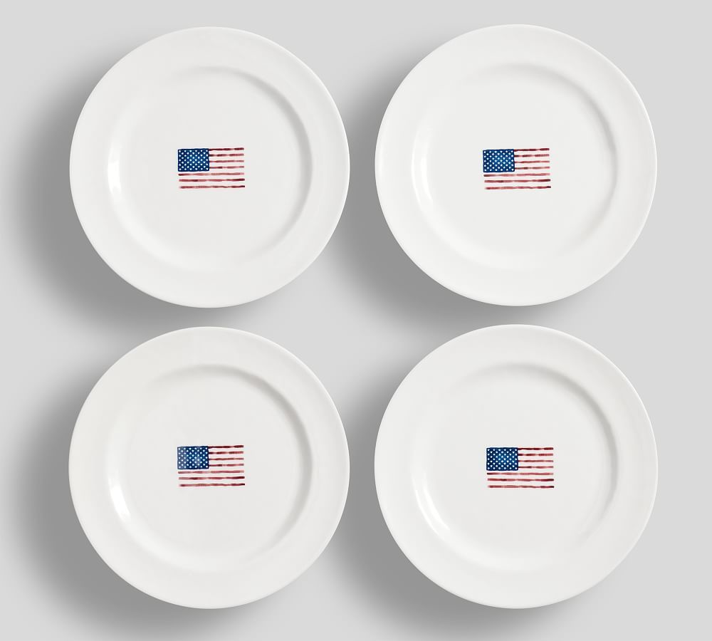 Cabana American Flag Icon Melamine Salad Plates - Set of 4 | Pottery Barn (US)