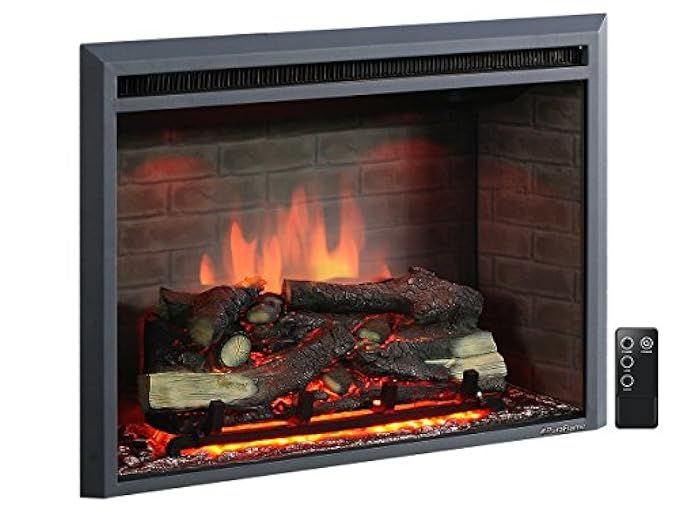 PuraFlame 33" Western Electric Fireplace Insert with Remote Control, 750/1500W, Black | Amazon (US)