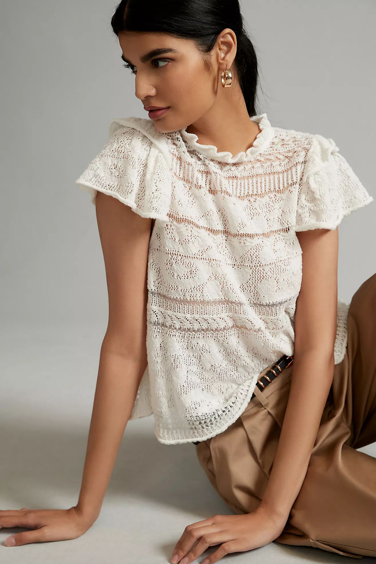 By Anthropologie Lace Sweater Tee | Anthropologie (US)