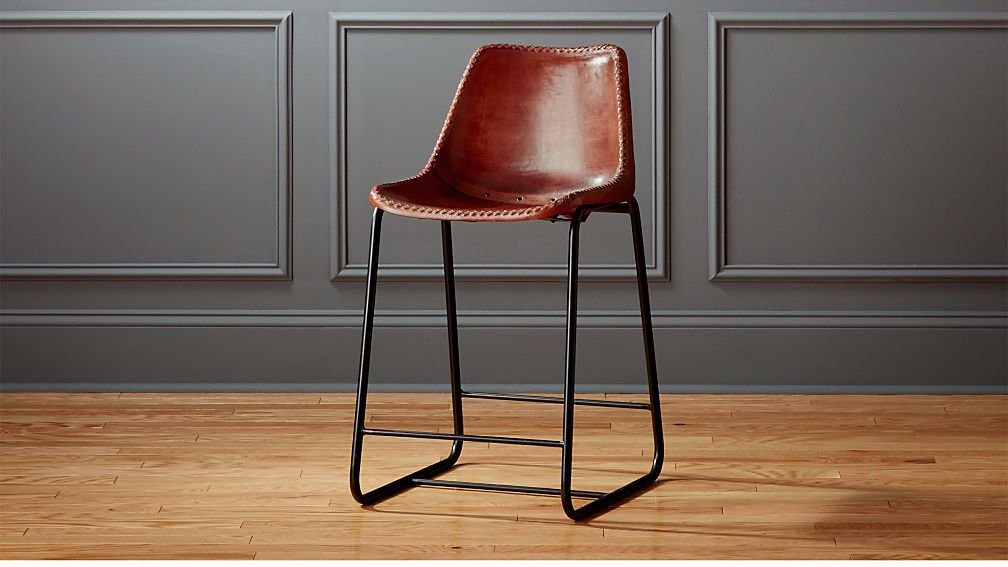 roadhouse 24" leather counter stool | CB2