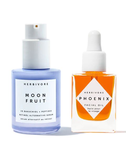 Wrinkle-Fighting Duo - Moon Fruit Retinol Alternative Serum + Phoenix Face Oil | Herbivore 