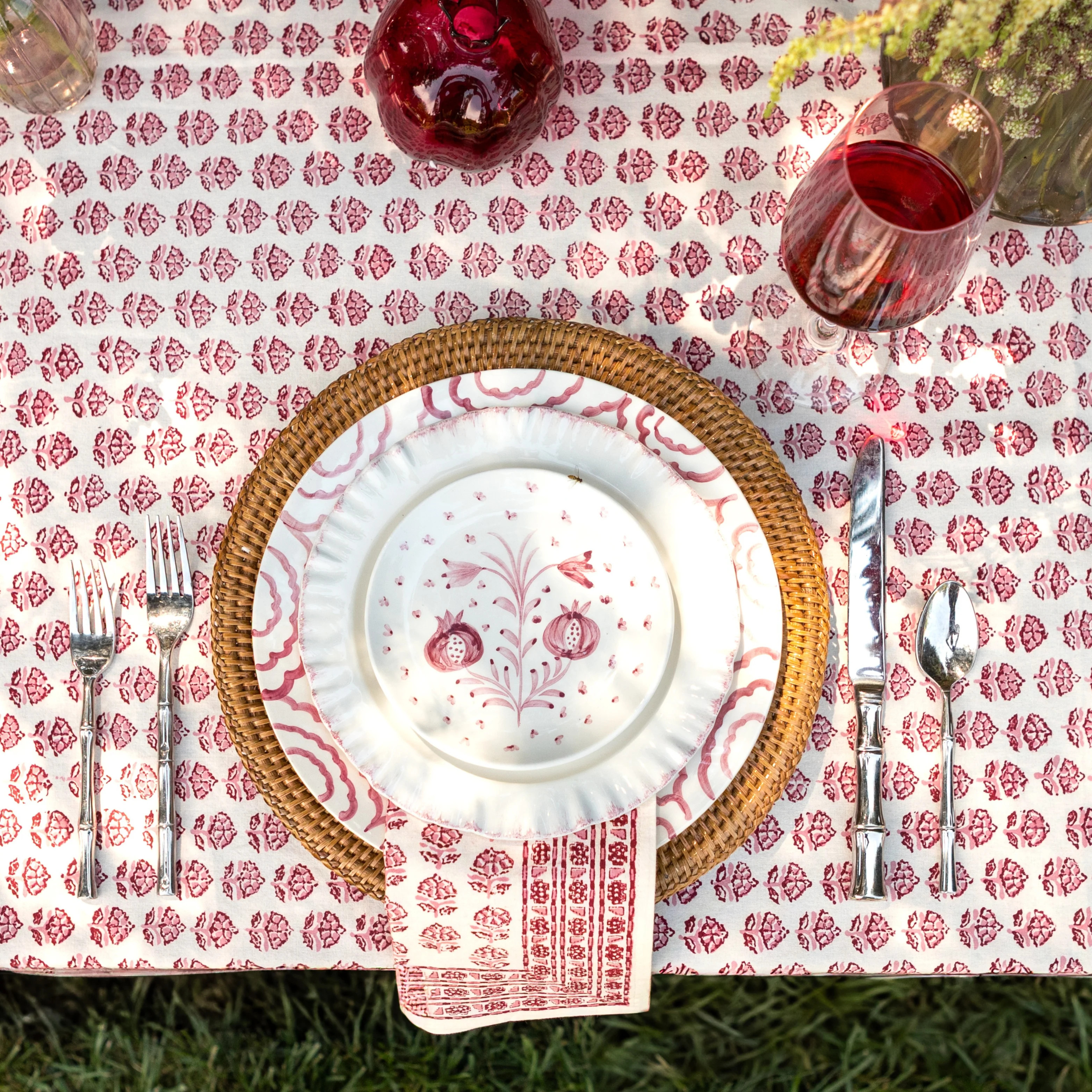 Pomegranate Duet Rose Appetizer Plate | Set of 4 | Pomegranate