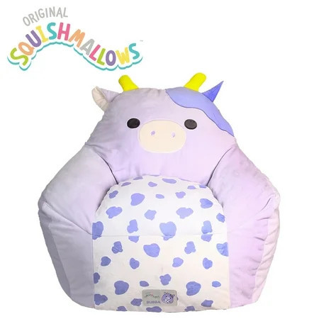 Squishmallows Official Bubba Bean Bag Chair - 30 in Wide Kids Squishy Soft Chair, Purple/White | Walmart (US)