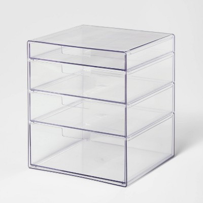 4 Drawer Stackable Countertop Organizer Clear - Brightroom™: Bathroom & Makeup Organizer, PETG Material, 8.02" Height | Target