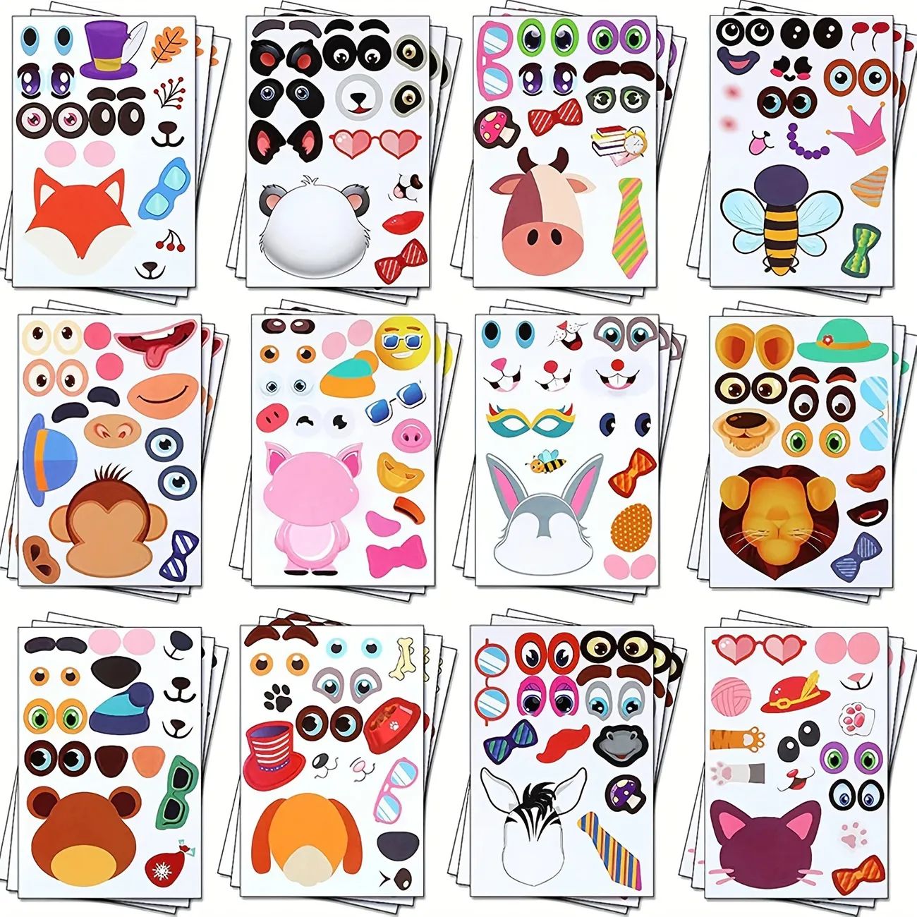 Handmade Diy Puzzle Stickers For Children, 12 Animals Face Funny Jigsaw Stickers For Kids, Educat... | Temu Affiliate Program