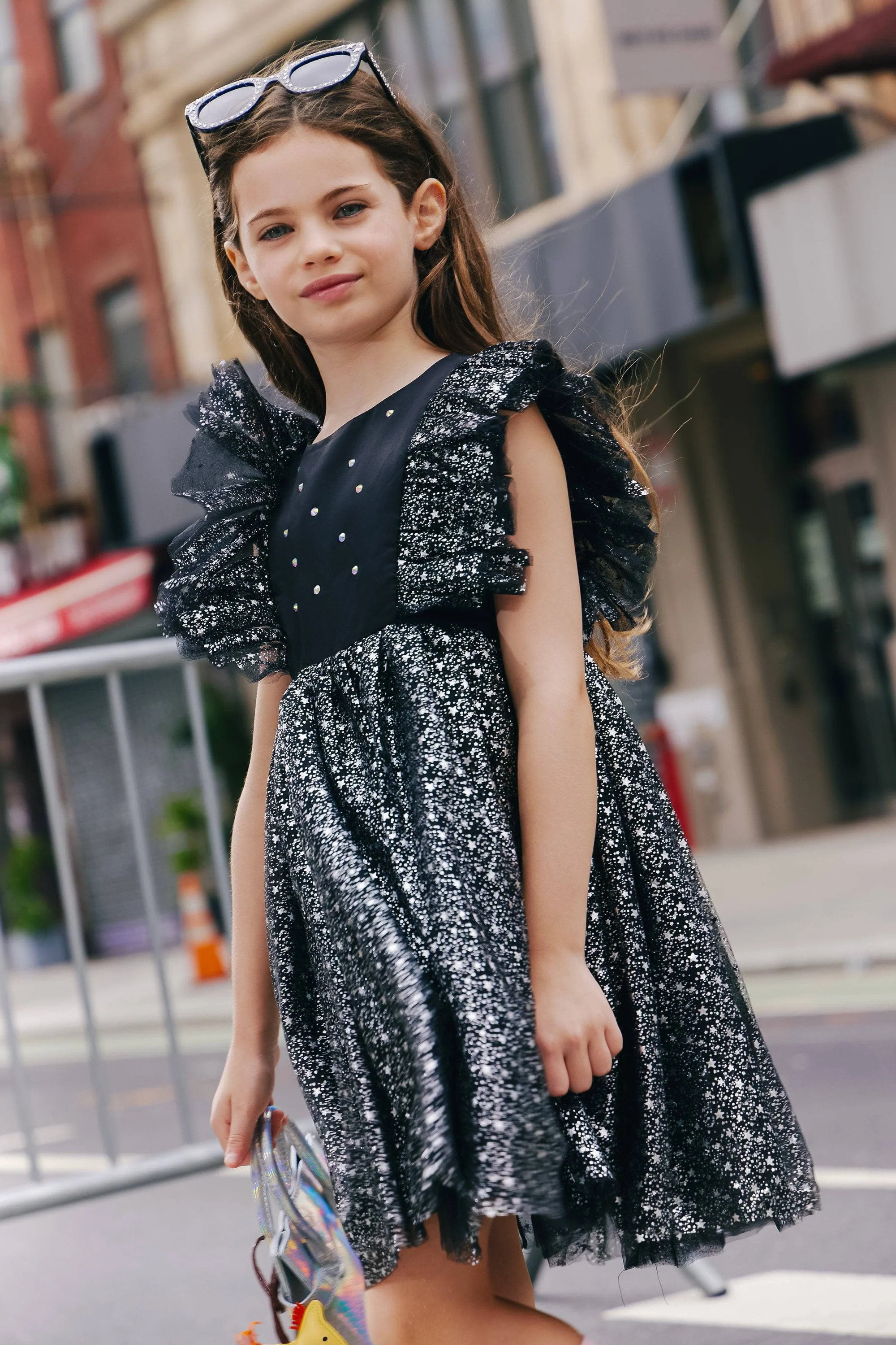 Gold Lame Stars Tulle Dress | Lola + The Boys