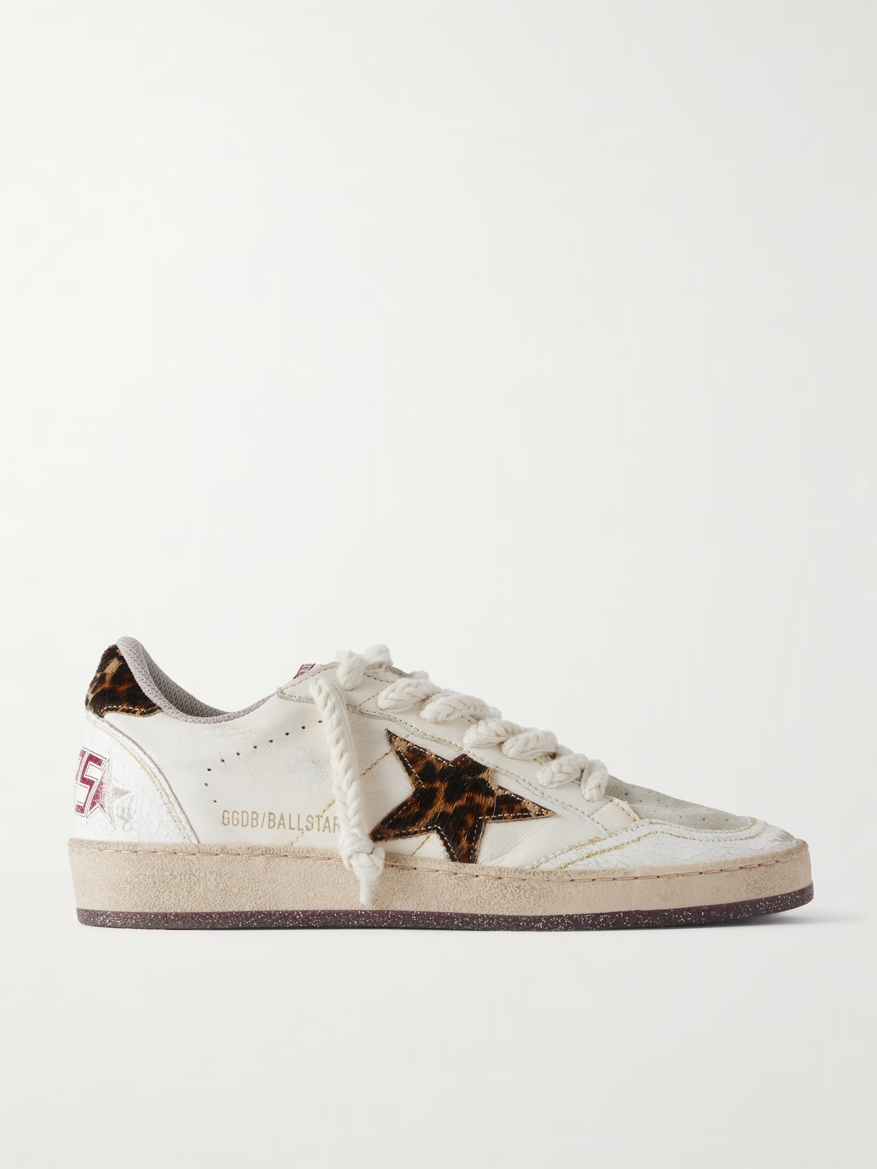 Golden Goose - Ballstar Calf Hair-trimmed Distressed Leather And Suede Sneakers - White | NET-A-PORTER (US)