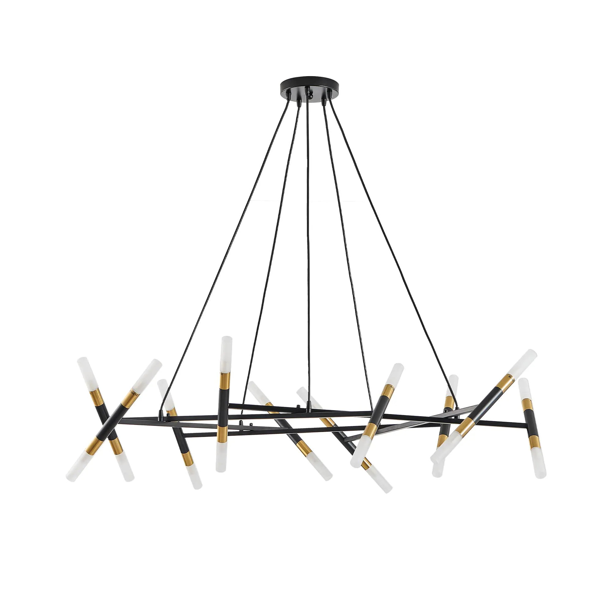 JCFL 51.20 in. H Black Iron Modern Branch Design Chandelier Light with Frosted Tubes and Black Cords for Dining Room and Living Room | DIAO-18 | Lowe's