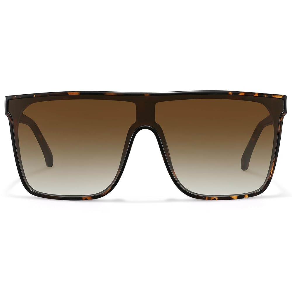 Trendy Square Oversized Sunglasses for Women Men Retro Flat Top Shield Sun Glasses UV Protection ... | Amazon (US)