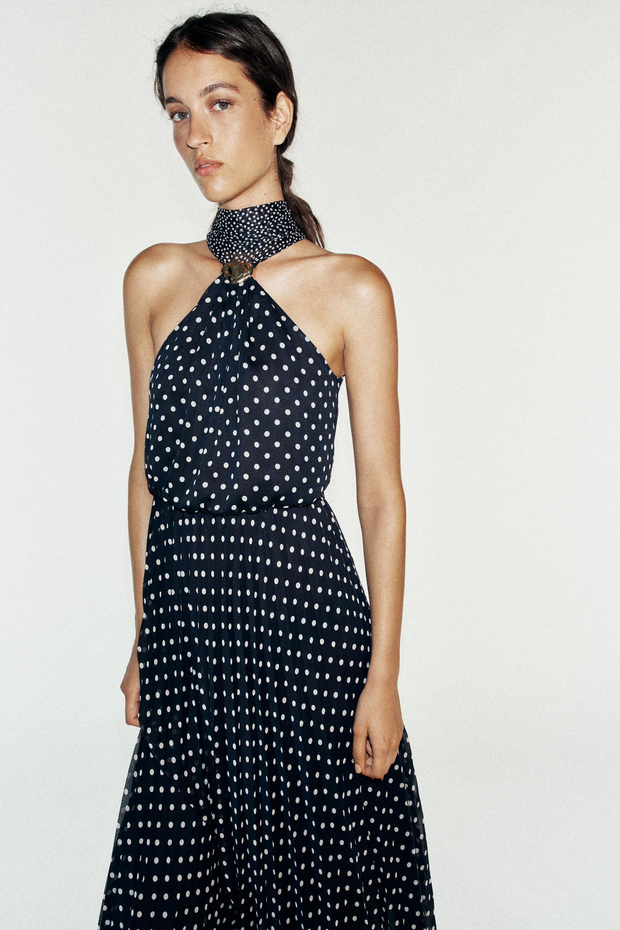 POLKA DOT HALTER MIDI DRESS | Zara US