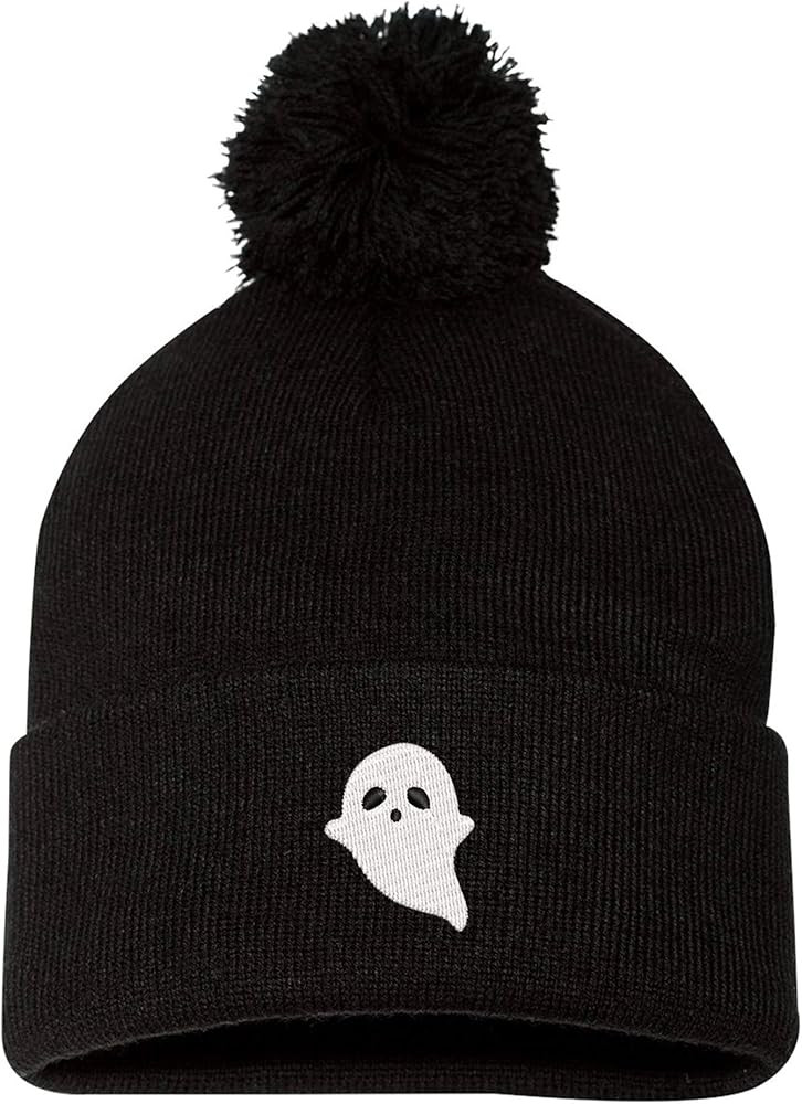 Halloween Embroidered Ghost Thick and Warm Skull Cap Cuffed Beanie Men Women Kids | Amazon (US)