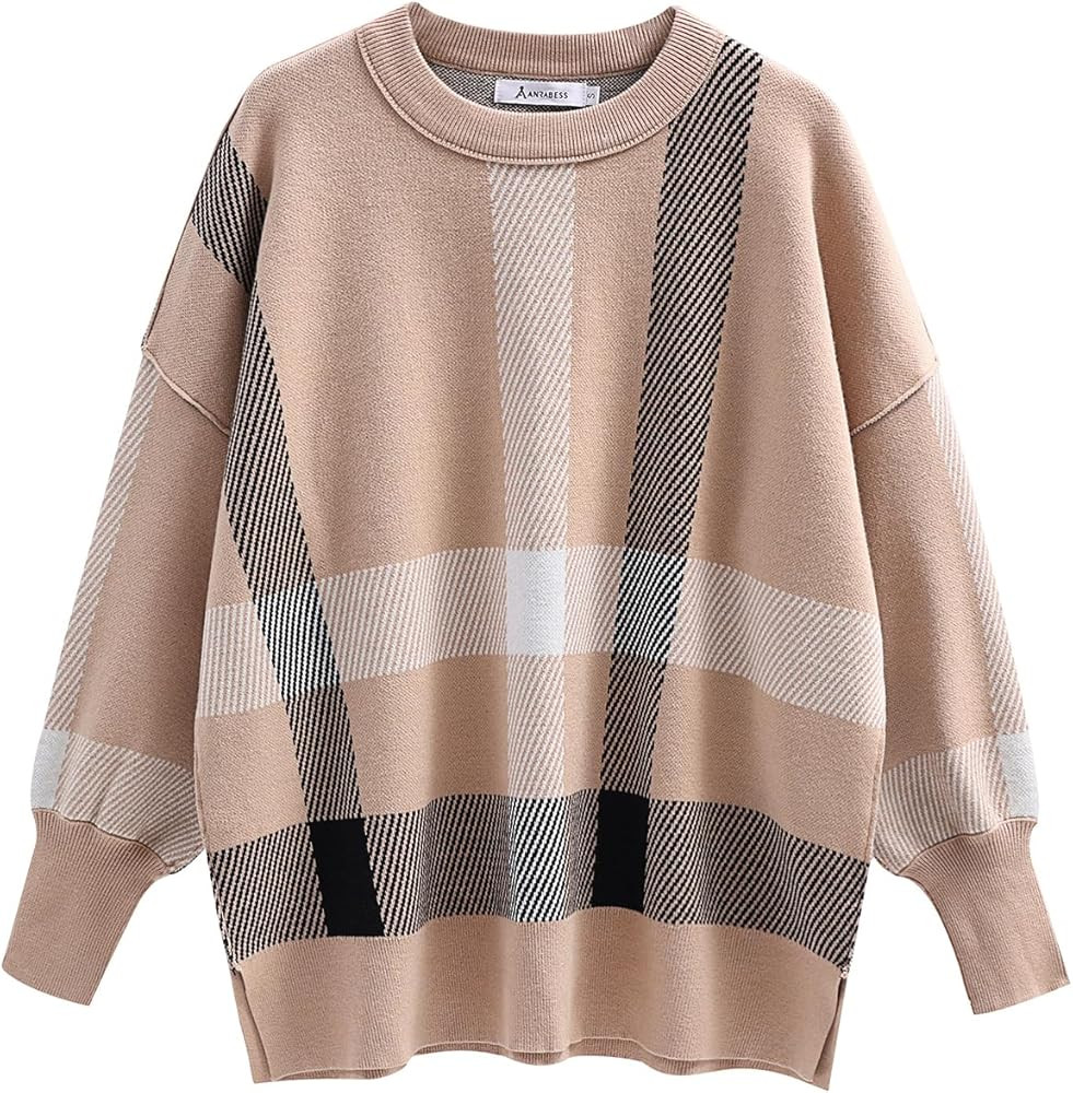 Oversized Sweaters for Women Fall 2023 Crewneck Batwing Long Sleeve Side Slit Knit Pullover Sweat... | Amazon (US)