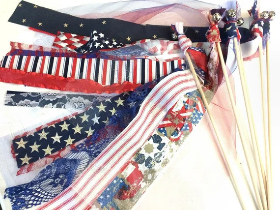 24 Patriotic Parade Waving Wands With Bells Red White & Blue | Etsy | Etsy (US)