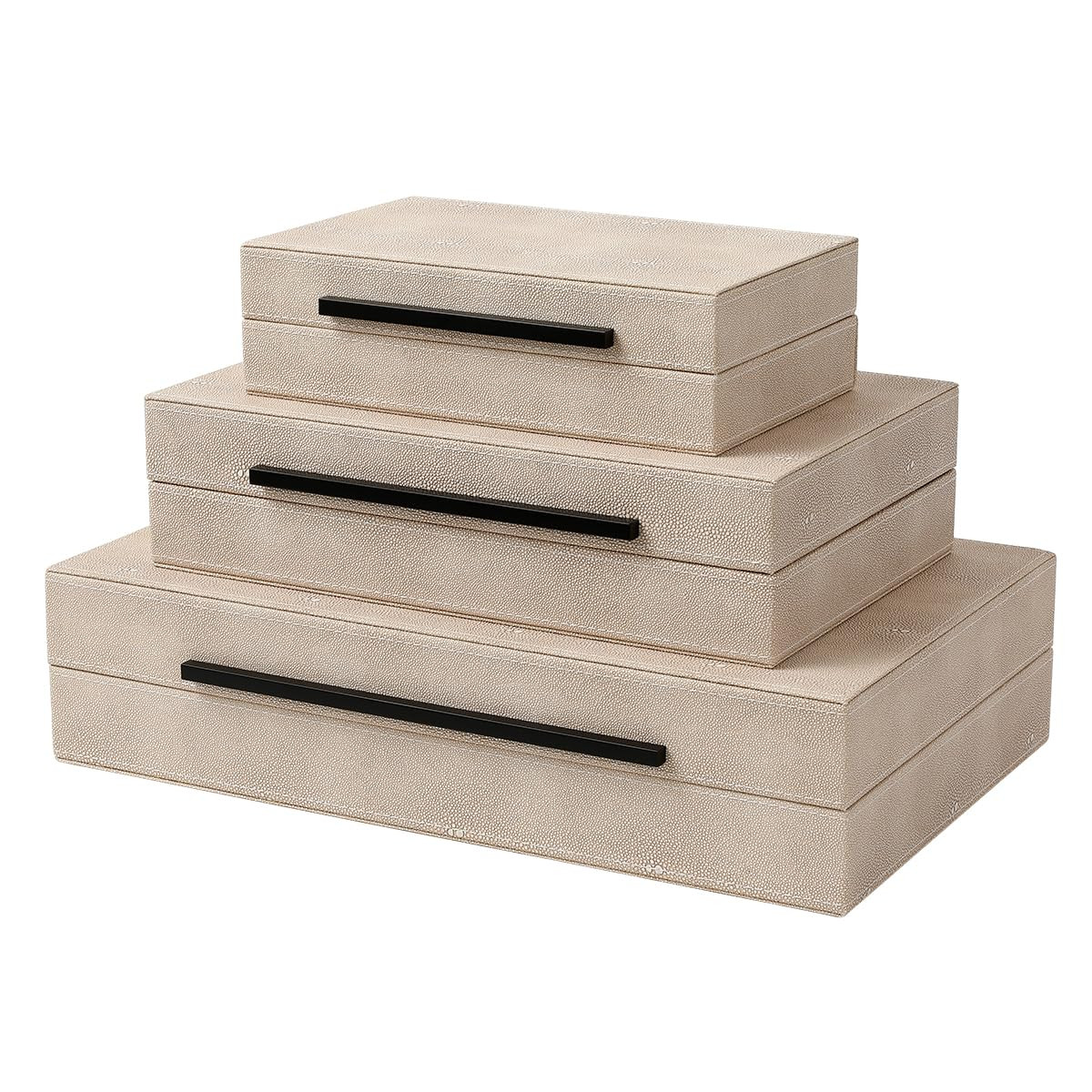 Amazon.com: REEMTOO Decorative Boxes with Lids, Set of 3 Faux Leather Decorative Box, Large Modern Nesting Storage Decorative Boxes with Lids for Home Decor, Jewelry Boxes, Photo Boxes, Organizer Box (Ivory) : Home & Kitchen | Amazon (US)