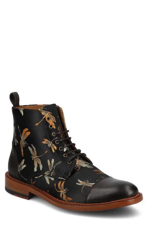 TAFT Jack Lace-Up Cap Toe Boot in Black Dragonfly at Nordstrom, Size 10 | Nordstrom