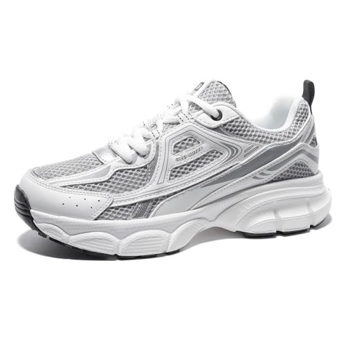 BAASPLOA Women's Chunky Fashion Sneakers Casual Sports Shoes Mesh Breathable Athletic Gym Workout Tennis Shoe Platform Thick Walking Shoes B-Grey | Amazon (US)