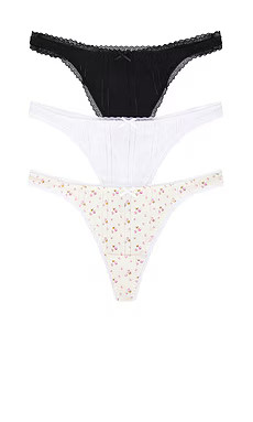 Cou Cou Intimates The 3 Pack Thong in Black, White, & English Rose from Revolve.com | Revolve Clothing (Global)