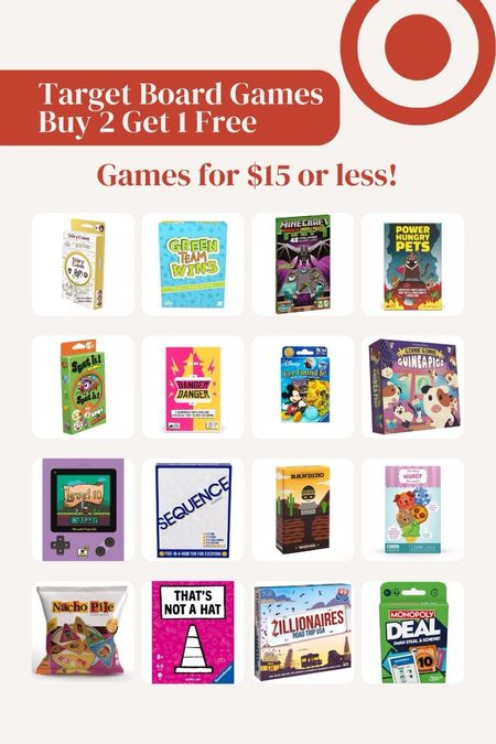 Board games for $15 or less for Target Circle Week’s buy 2 get 1 free deals

#LTKfamily #LTKxTarget #LTKfindsunder50