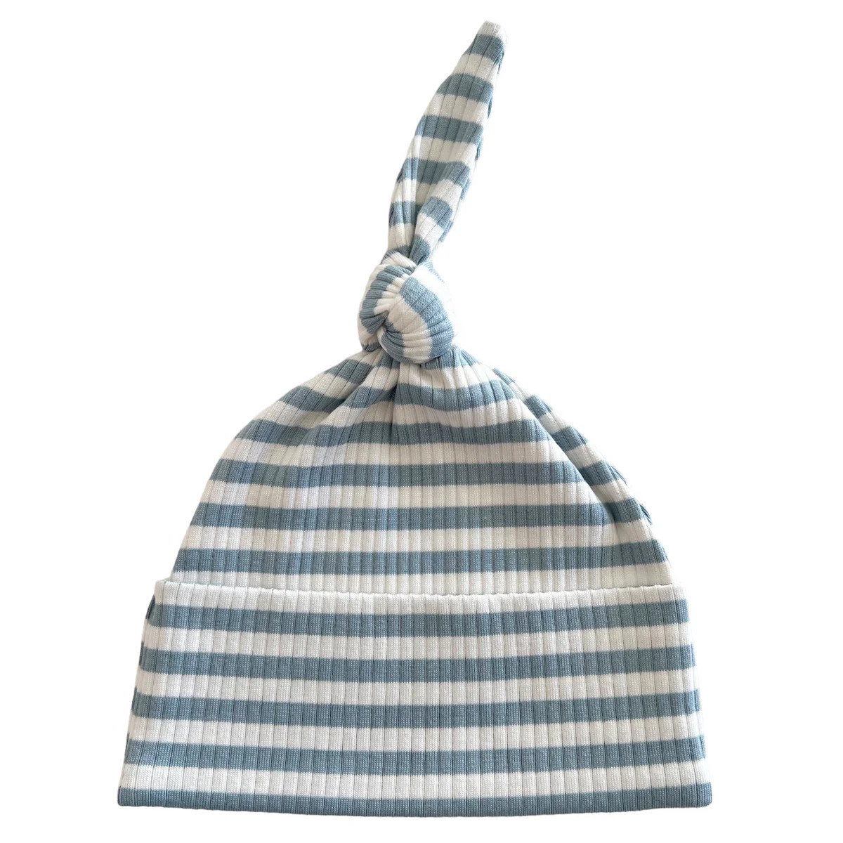 Dusty Blue Stripe / Organic Ribbed Beanie | SpearmintLOVE