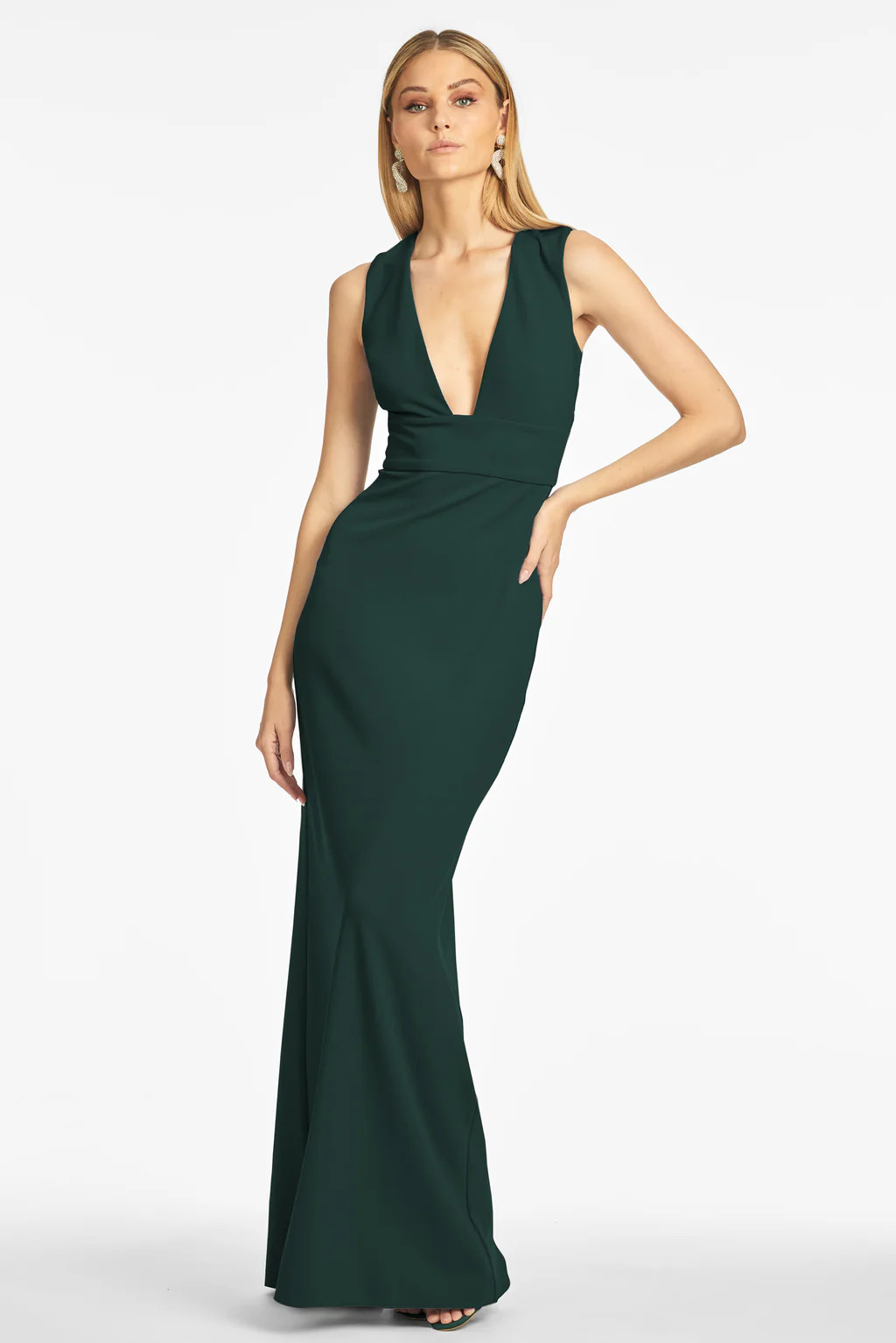 Loretta 4-Way Stretch Crepe Gown - Emerald | Sachin & Babi