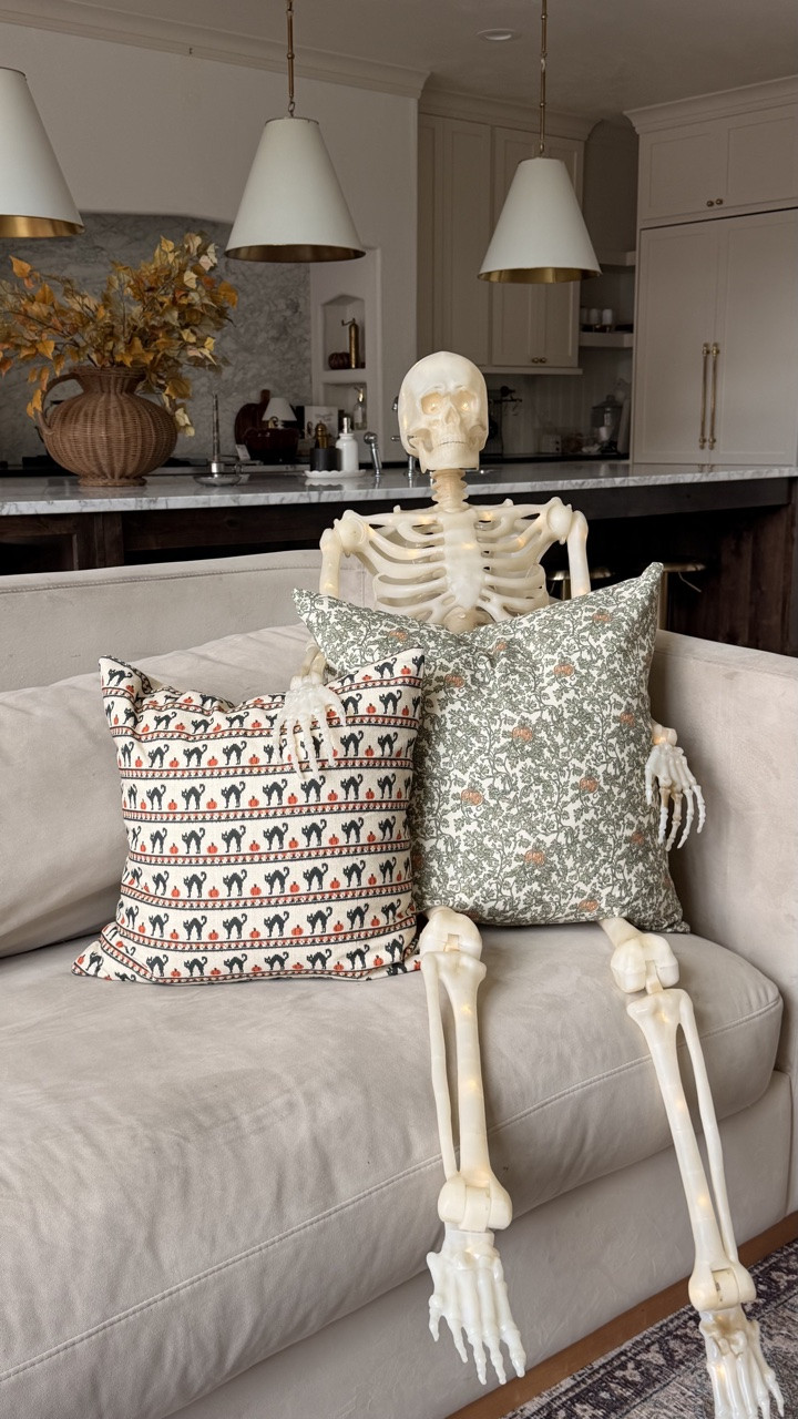 A little fall magic tucked into the comfy corners of my home! I’m loving these beautiful cotton fall and Halloween pillow covers from @woven.nook . They are bringing the whimsy to my living room with this seasonal refresh 🎃I also swapped out all of my old inserts for the plush Woven Nook inserts and I’m never going back! Comment PILLOW for the links!  Fall decor, Halloween decor, pillow covers, traditional Halloween, nostalgic Halloween.  #wovennookpartner #falldecor #halloweendecorations #nostalgichalloween