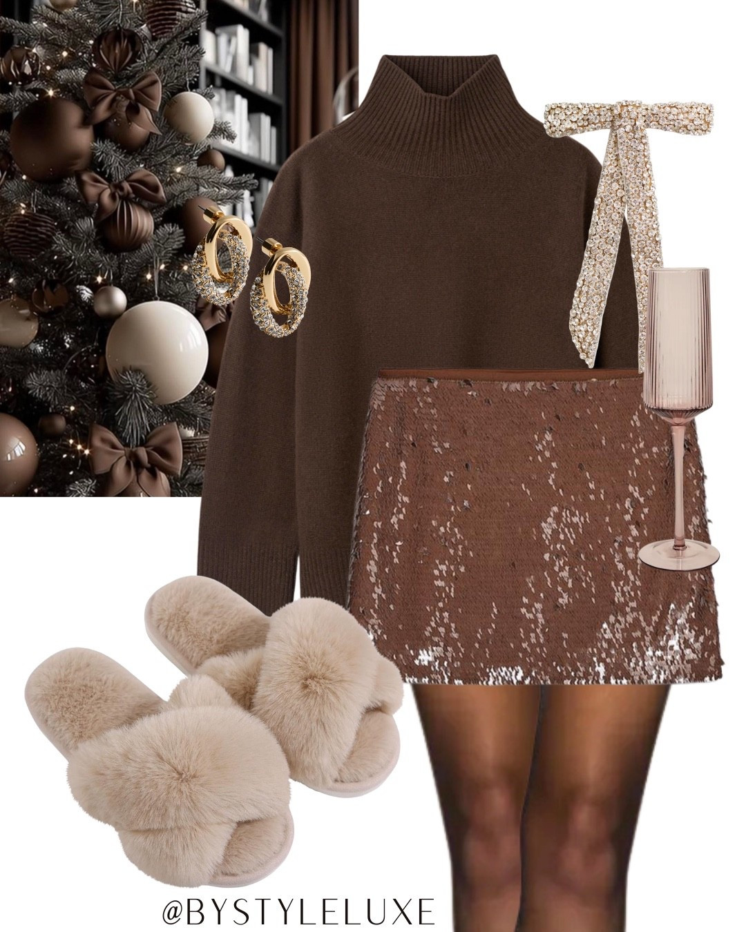 SEQUIN SKIRT - a pretty mocha brown sequin skirt and jumper for Christmas at home 

#sequins #christmasoutfit #party 

#LTKfestive #LTKwinter #LTKpartywear