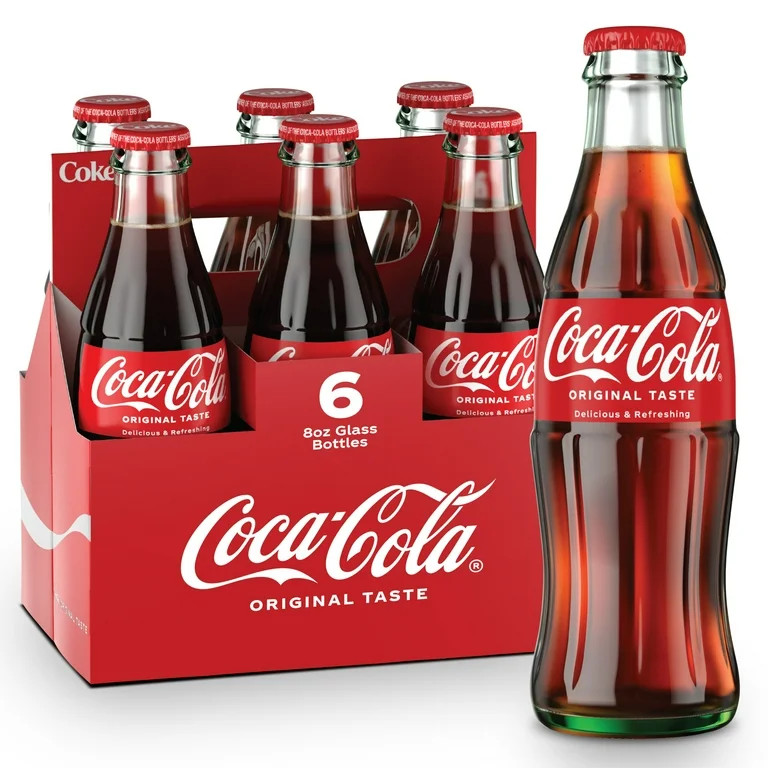 Coca-Cola Classic Cola Soda Pop, 8 fl oz Glass Bottles, 6 Pack - Walmart.com | Walmart (US)