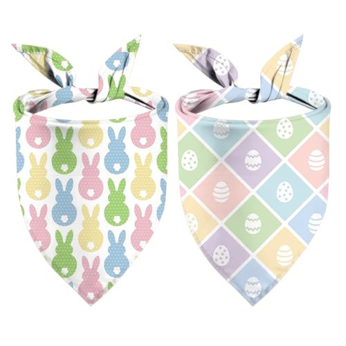 Easter Dog Bandanas Puppy Scarf - Easter Eggs Pees Bunny Dog Outfits - 2 Pcs Adjustable Triangle Double-Layer Reversible Pet Bandanas for Small Medium Large Dogs | Amazon (US)